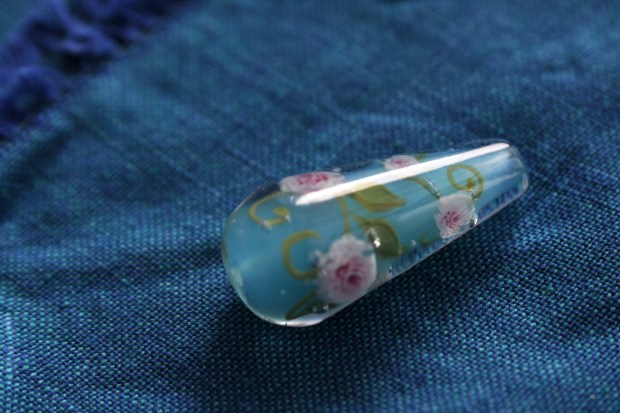 Perle goutte de verre murines pivoines roses verrier d'art au chalumeau bohemian glass beads