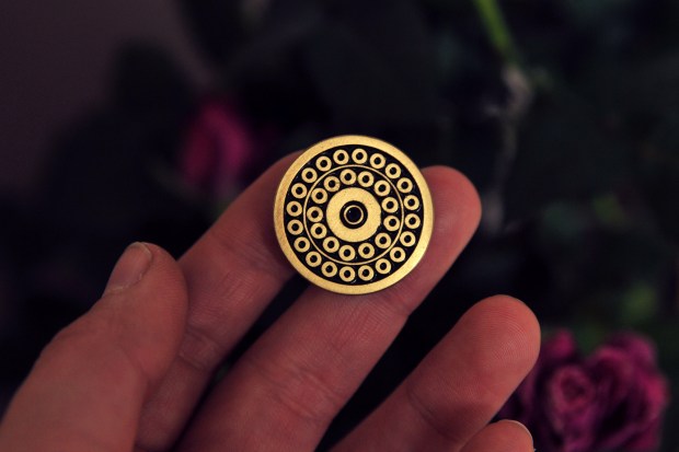 CC torch Face Pin 12 $ yin pinz antique bronze