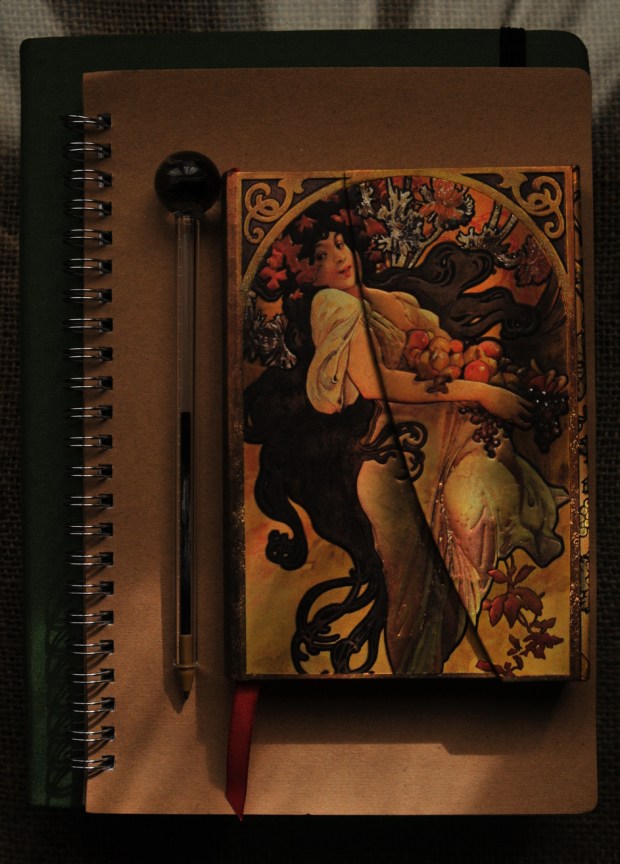 Carnet Art nouveau et Stylo en verre - bohème - calligraphie - correspondance