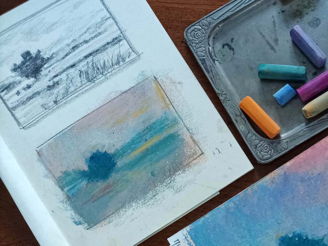 etudes de valeurs etude des couleurs croquis peinture pastels secs